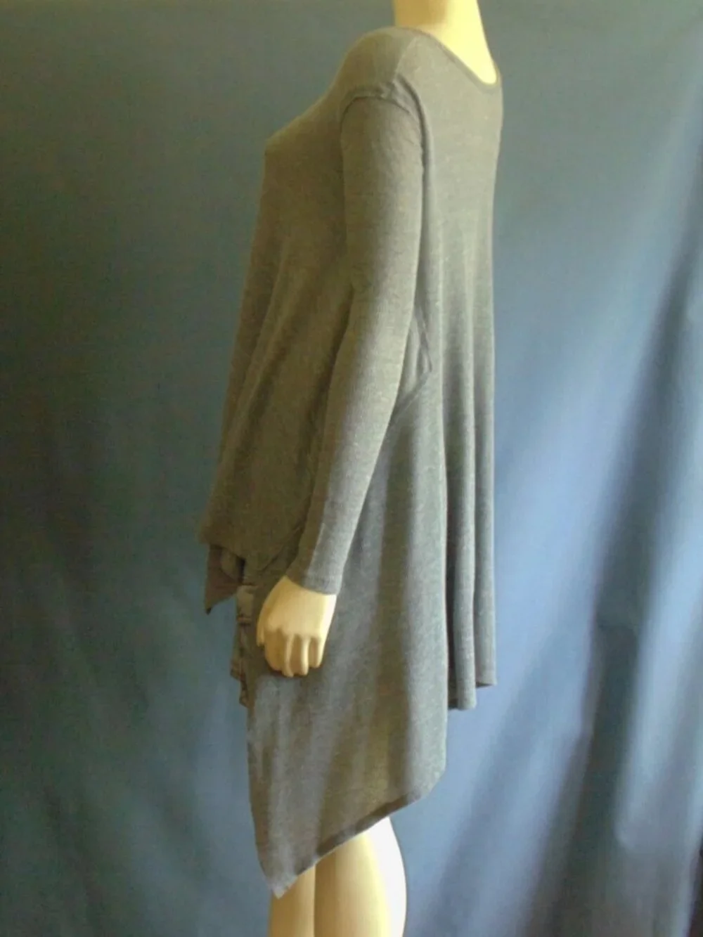 Free People We the Free Gray Ribbed Lightweight Cotton Hi Low Top XS